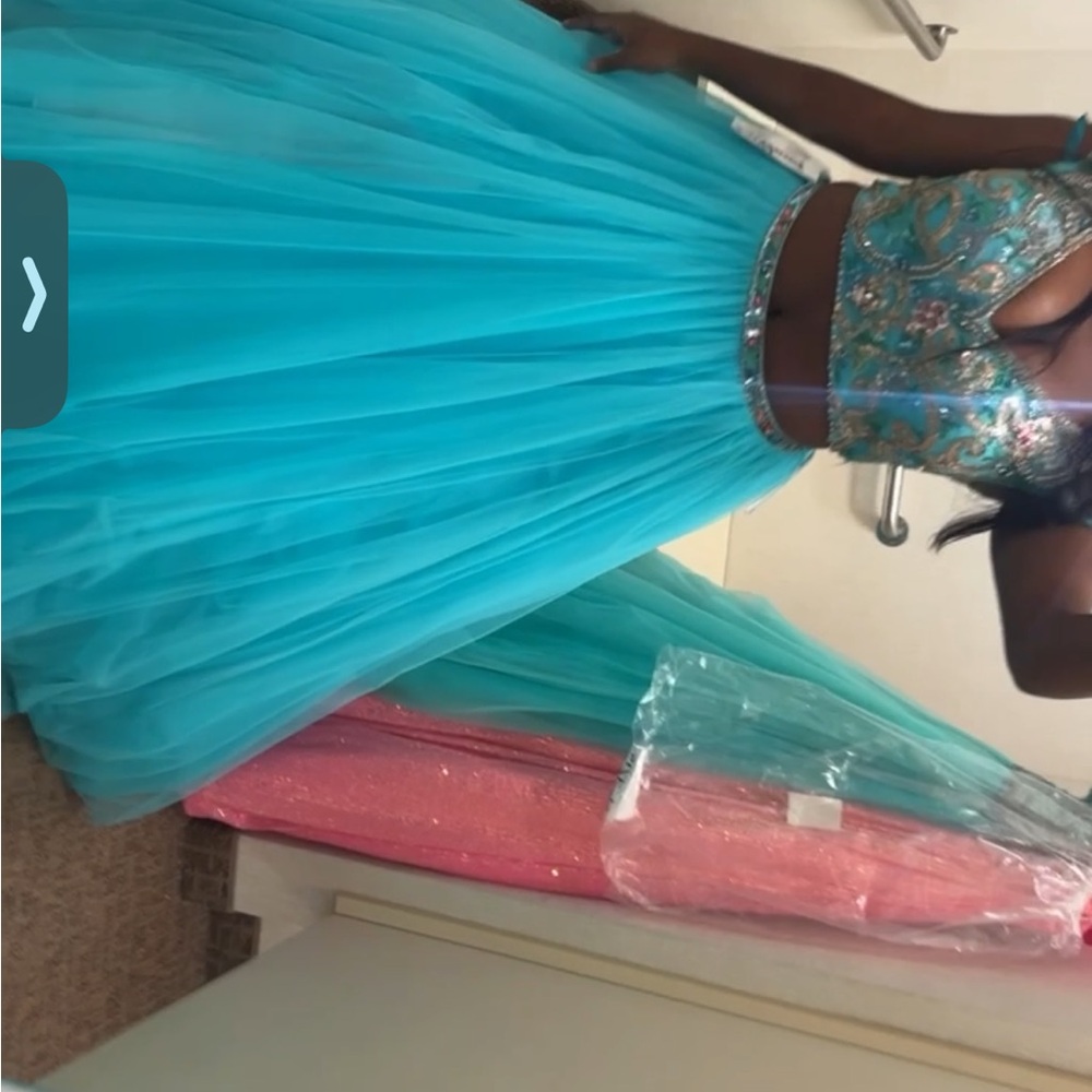 Sherri Hill Blue Embellished Maxi A-Line Skirt